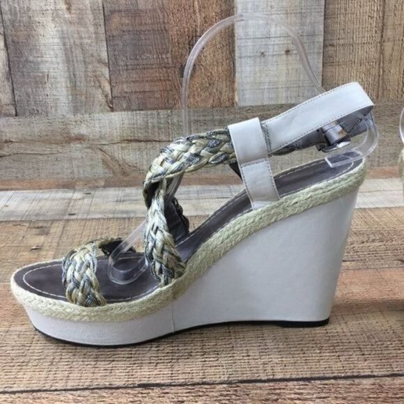 Vince Camuto Strappy‎ Woven Platform Wedge Sandals Womens 10B Slingback - Picture 3 of 11